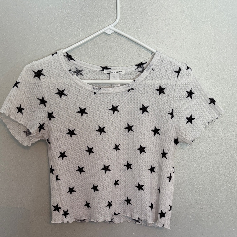 Caution To The Wind White Star Crop Top